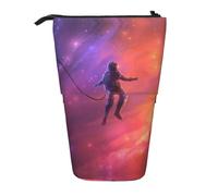 EZDLOWVBA Astronaut Print Stationery Bag for Boys & Girls, Stand Pencil Holder, Zip Pencil Case, Telescopic Case, Students & Office Middle School