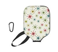 EZDLOWVBA Atomic Stars Pattern Print Pickleball Paddle Cover, Neoprene Racket Sleeve with Zipper, 11.6'' * 8.7'' Soft & Durable Pickleball Paddle Protection Cover