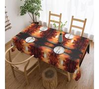 EZDLOWVBA Autumn Maple Leaf Forest Print Rectangle Tablecloth Wipeable Tablecloths Water Resistance Table Cover For Home Dining Kitchen Party (54"X72")