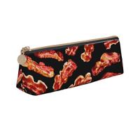 EZDLOWVBA Bacon Pattern Print Cute Pencil Case for Girls Boys,Leather Stationery Organizer Box School Office Supplies Case
