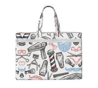 EZDLOWVBA Barber Shop Monochrome Style Print Canvas Tote File Bag Suitable For Studying, Traveling, Traveling, Commuting, Etc.