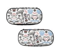 EZDLOWVBA Barber Shop Monochrome Style Print Pencil Cases Boys Girls Lovely Pencilcase with Zip Organizer for Students Pencil Case for Daughter Son Desk Pencil Pouch