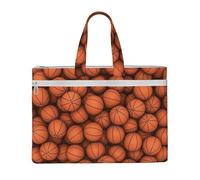 EZDLOWVBA Basketball Orange Print Canvas Tote File Bag Suitable for Studying, Traveling, Traveling, Commuting, Etc.