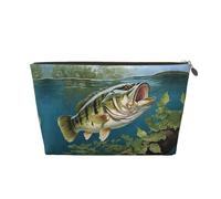 EZDLOWVBA Bass Fishing Wave Print Makeup Bag Cosmetic Bag for Purse Travel Make Up Organizer for Handbag,Waterproof Beauty Pouch for Women and Girls