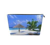 EZDLOWVBA Beach Coconut Tree Palm Chair Print Makeup Bag Cosmetic Bag for Purse Travel Make Up Organizer for Handbag,Waterproof Beauty Pouch for Women and Girls