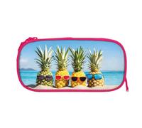 EZDLOWVBA Beach Pineapples Print Pencil Cases Boys Girls Lovely Pencilcase with Zip Organizer for Students Pencil Case for Daughter Son Desk Pencil Pouch