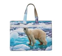 EZDLOWVBA Bear Ice Print Canvas Tote File Bag Suitable For Studying, Traveling, Traveling, Commuting, Etc.