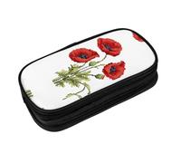EZDLOWVBA Beautiful Poppy Flower Ink Print Pencil Cases Boys Girls Lovely Pencilcase with Zip Organizer for Students Pencil Case for Daughter Son Desk Pencil Pouch