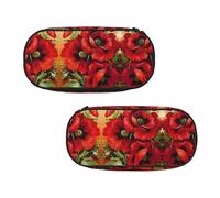 EZDLOWVBA Beautiful Red Poppy Flower Print Pencil Cases Boys Girls Lovely Pencilcase with Zip Organizer for Students Pencil Case for Daughter Son Desk Pencil Pouch