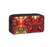 EZDLOWVBA Beautiful Red Poppy Flower Print Portable Student Kids Pencil Case Pen Bag Durable Stationery Pouch,Capacity Bag Pouch Holder