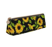 EZDLOWVBA Beautiful Sunflower Print Cute Pencil Case for Girls Boys,Leather Stationery Organizer Box School Office Supplies Case