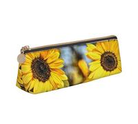 EZDLOWVBA Beautiful Sunflower Print Cute Pencil Case for Girls Boys,Leather Stationery Organizer Box School Office Supplies Case