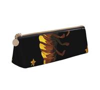 EZDLOWVBA Bee and Golden Star Print Cute Pencil Case for Girls Boys,Leather Stationery Organizer Box School Office Supplies Case
