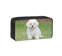 EZDLOWVBA Bichon Frise Dog Print Portable Student Kids Pencil Case Pen Bag Durable Stationery Pouch,Capacity Bag Pouch Holder
