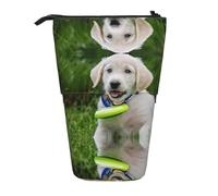 EZDLOWVBA Bichon Frise Dog Print Stationery Bag for Boys & Girls, Stand Pencil Holder, Zip Pencil Case, Telescopic Case, Students & Office Middle School