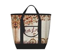 EZDLOWVBA Bicycle Under Heart Tree Romantic Print Large Capacity Insulated Cooler Bag,Shopper Bag,Travel Reusable Grocery Bag