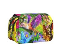 EZDLOWVBA Birds Flowers Butterfly Print Pencil Case Large Capacity Pen Pouch Pencil Bag with 2 Compartments Pen Holder Organizer Stationery Bag