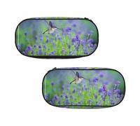 EZDLOWVBA Birds in Purple Lavender Floral Flowers Print Pencil Cases Boys Girls Lovely Pencilcase with Zip Organizer for Students Pencil Case for Daughter Son Desk Pencil Pouch