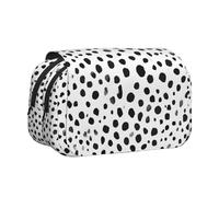 EZDLOWVBA Black and White Dot Print Pencil Case Large Capacity Pen Pouch Pencil Bag with 2 Compartments Pen Holder Organizer Stationery Bag