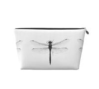 EZDLOWVBA Black and White Dragonfly Print Makeup Bag Cosmetic Bag for Purse Travel Make Up Organizer for Handbag,Waterproof Beauty Pouch for Women and Girls