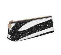 EZDLOWVBA Black and White Grain Print Cute Pencil Case for Girls Boys,Leather Stationery Organizer Box School Office Supplies Case