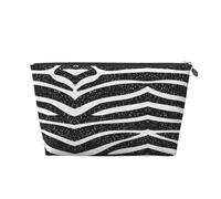 EZDLOWVBA Black and White Grain Print Makeup Bag Cosmetic Bag for Purse Travel Make Up Organizer for Handbag,Waterproof Beauty Pouch for Women and Girls