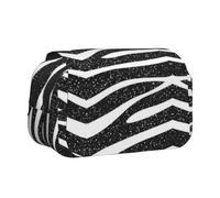 EZDLOWVBA Black and White Grain Print Pencil Case Large Capacity Pen Pouch Pencil Bag with 2 Compartments Pen Holder Organizer Stationery Bag