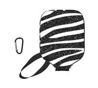EZDLOWVBA Black and White Grain Print Pickleball Paddle Cover, Neoprene Racket Sleeve with Zipper, 11.6'' * 8.7'' Soft & Durable Pickleball Paddle Protection Cover