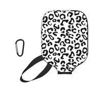 EZDLOWVBA Black and White Leopard Print Print Pickleball Paddle Cover, Neoprene Racket Sleeve with Zipper, 11.6'' * 8.7'' Soft & Durable Pickleball Paddle Protection Cover