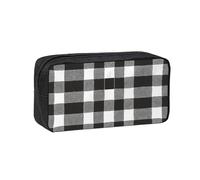 EZDLOWVBA Black and White Plaid Print Pencil Case for Boys Girls Secondary School Pen Holder for Kids Girls Pen Pouch Pencil Bag Office College Stationery