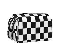 EZDLOWVBA Black and White Plaid Print Pencil Case Large Capacity Pen Pouch Pencil Bag with 2 Compartments Pen Holder Organizer Stationery Bag