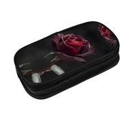 EZDLOWVBA Black Baccara Rose Print Pencil Cases Boys Girls Lovely Pencilcase with Zip Organizer for Students Pencil Case for Daughter Son Desk Pencil Pouch