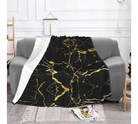 EZDLOWVBA Black Gold Marble Print Fleece Throw Blanket For Couch Sofa Bed, Cozy Fuzzy Soft Lightweight Warm Blankets For All Seasons
