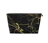 EZDLOWVBA Black Gold Marble Print Makeup Bag Cosmetic Bag for Purse Travel Make Up Organizer for Handbag,Waterproof Beauty Pouch for Women and Girls