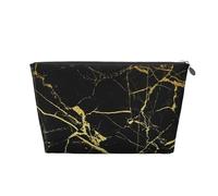 EZDLOWVBA Black Gold Marble Print Makeup Bag Cosmetic Bag for Purse Travel Make Up Organizer for Handbag,Waterproof Beauty Pouch for Women and Girls