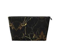 EZDLOWVBA Black Gold Marble Print Makeup Bag Cosmetic Bag for Purse Travel Make Up Organizer for Handbag,Waterproof Beauty Pouch for Women and Girls