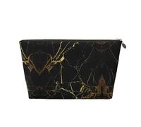 EZDLOWVBA Black Gold Marble Print Makeup Bag Cosmetic Bag for Purse Travel Make Up Organizer for Handbag,Waterproof Beauty Pouch for Women and Girls