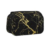 EZDLOWVBA Black Gold Marble Print Pencil Case Large Capacity Pen Pouch Pencil Bag with 2 Compartments Pen Holder Organizer Stationery Bag