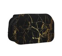 EZDLOWVBA Black Gold Marble Print Pencil Case Large Capacity Pen Pouch Pencil Bag with 2 Compartments Pen Holder Organizer Stationery Bag