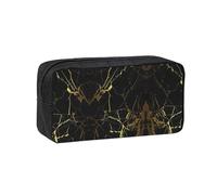 EZDLOWVBA Black Gold Marble Print Portable Student Kids Pencil Case Pen Bag Durable Stationery Pouch,Capacity Bag Pouch Holder