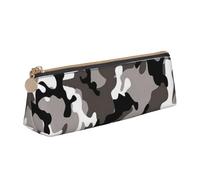 EZDLOWVBA Black Grey White Camo Print Cute Pencil Case for Girls Boys,Leather Stationery Organizer Box School Office Supplies Case