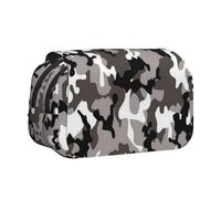 EZDLOWVBA Black Grey White Camo Print Pencil Case Large Capacity Pen Pouch Pencil Bag with 2 Compartments Pen Holder Organizer Stationery Bag