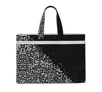 EZDLOWVBA Black White Glitter Print Canvas Tote File Bag Suitable For Studying, Traveling, Traveling, Commuting, Etc.