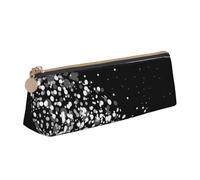 EZDLOWVBA Black White Glitter Print Cute Pencil Case for Girls Boys,Leather Stationery Organizer Box School Office Supplies Case