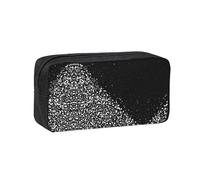 EZDLOWVBA Black White Glitter Print Portable Student Kids Pencil Case Pen Bag Durable Stationery Pouch,Capacity Bag Pouch Holder