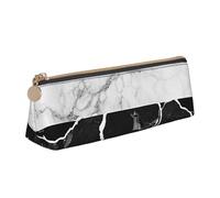 EZDLOWVBA Black White Marble Print Cute Pencil Case for Girls Boys,Leather Stationery Organizer Box School Office Supplies Case