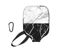 EZDLOWVBA Black White Marble Print Pickleball Paddle Cover, Neoprene Racket Sleeve with Zipper, 11.6'' * 8.7'' Soft & Durable Pickleball Paddle Protection Cover