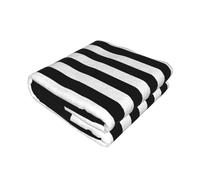 EZDLOWVBA Black & White Stripe Print Fleece Throw Blanket For Couch Sofa Bed, Cozy Fuzzy Soft Lightweight Warm Blankets For All Seasons