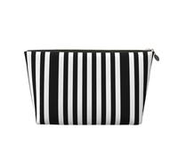 EZDLOWVBA Black & White Stripe Print Makeup Bag Cosmetic Bag for Purse Travel Make Up Organizer for Handbag,Waterproof Beauty Pouch for Women and Girls