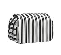 EZDLOWVBA Black White Stripe Print Pencil Case Large Capacity Pen Pouch Pencil Bag with 2 Compartments Pen Holder Organizer Stationery Bag